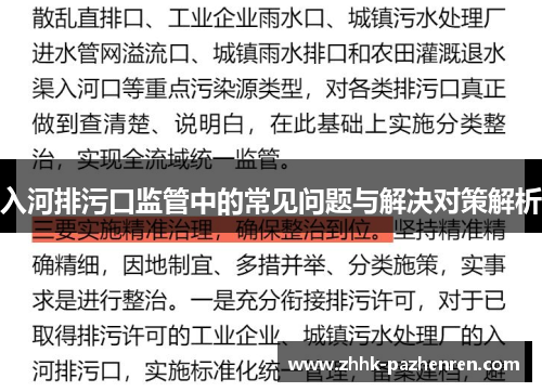 入河排污口监管中的常见问题与解决对策解析 入河排污口监管中的常见问题与解决对策解析